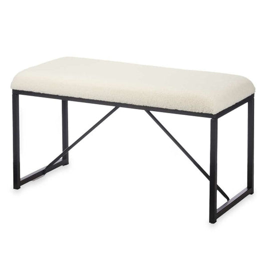 Banc Blanc Métal Toile 81 x 42 x 38 cm