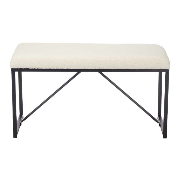 Banc Blanc Métal Toile 81 x 42 x 38 cm