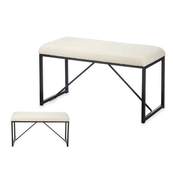 Banc Blanc Métal Toile 81 x 42 x 38 cm