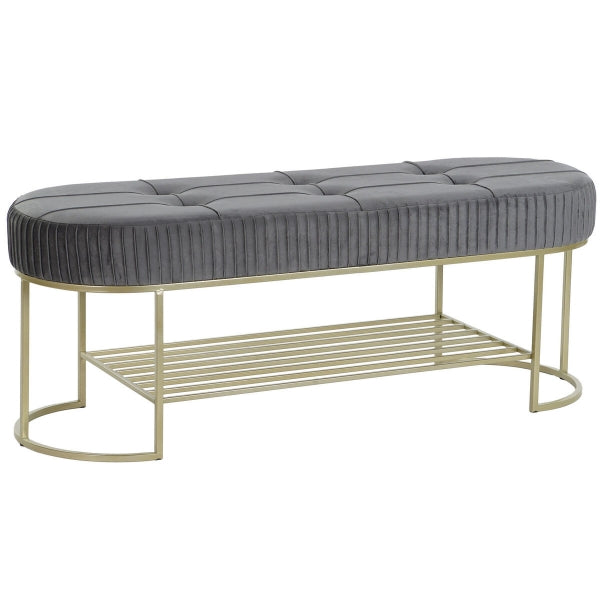 Banc DKD Home Decor Or Gris* Métal 120 x 40 x 45 cm