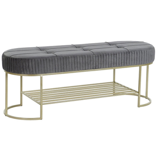 Bench DKD Home Decor Gold Grey* Metal 120 x 40 x 45 cm