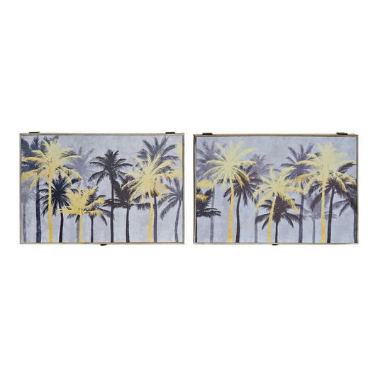 Covers DKD Home Decor 8424001698615 Counter Palm trees Black Gold* Wood Wood MDF 2 Units 46.5 x 6 x 31 cm