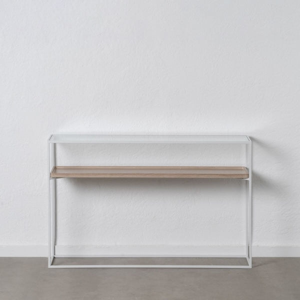 Console Natural White Glass Iron Wood MDF 120 x 30 x 75 cm