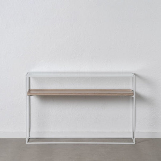 Console Natural White Glass Iron Wood MDF 120 x 30 x 75 cm