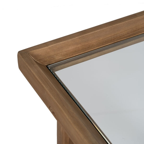 Console Natural Tempered Glass Fir Wood 120 x 33 x 75 cm