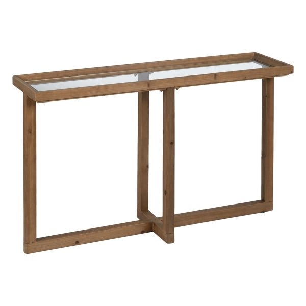 Console Natural Tempered Glass Fir Wood 120 x 33 x 75 cm