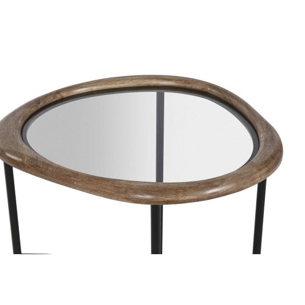 Mesa de centro Home ESPRIT Castanho Preto Vidro Natural Madeira de Abeto 61 x 50 x 53 cm