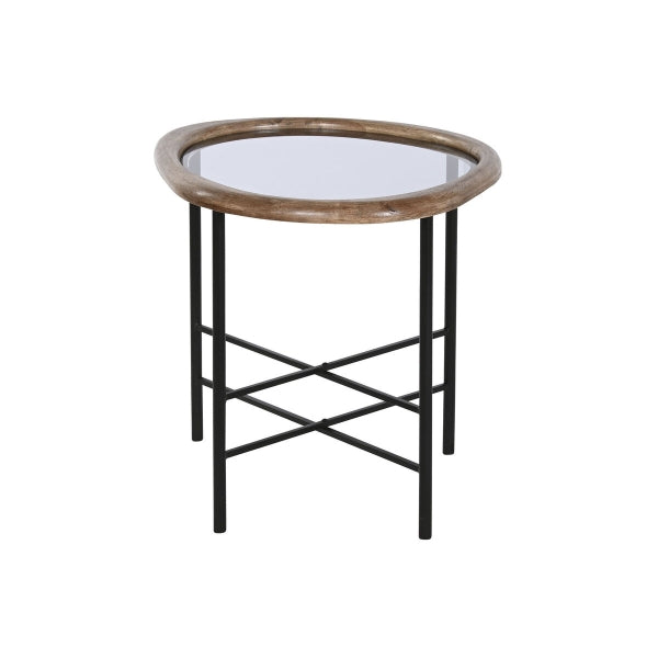 Table basse Home ESPRIT Brown Black Natural Glass Fir Wood 61 x 50 x 53 cm