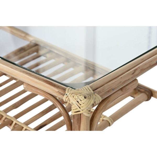 Coffee Table Home ESPRIT Natural Bamboo Rattan 76 x 46 x 40 cm