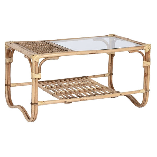 Mesa de centro Home ESPRIT Bambu natural Rattan 76 x 46 x 40 cm