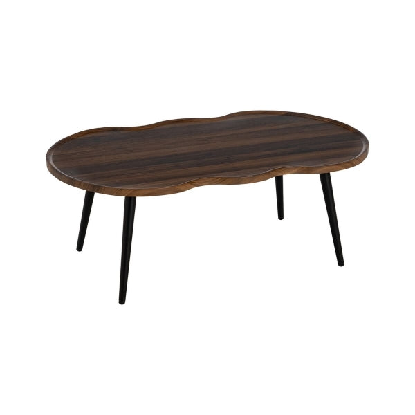 Coffee Table Brown Black Iron Wood MDF 100 x 60 x 38 cm