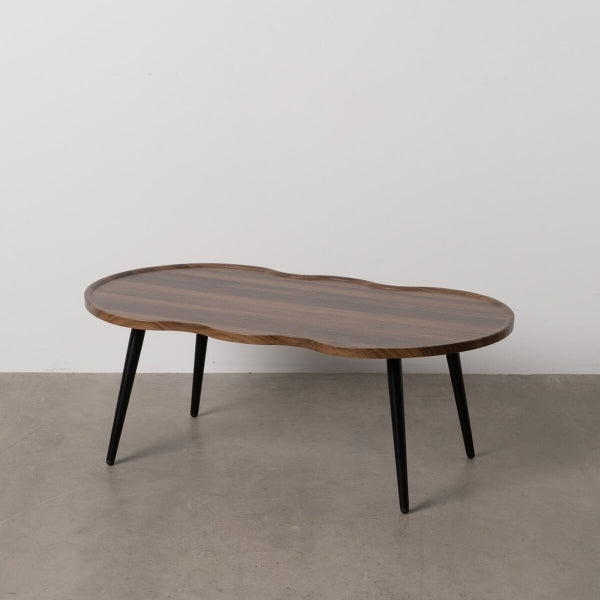 Coffee Table Brown Black Iron Wood MDF 100 x 60 x 38 cm