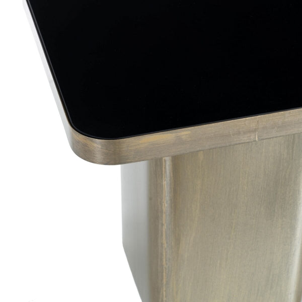 Mesa auxiliar 50,5 x 50,5 x 51 cm Cristal Negro Oro* Metal