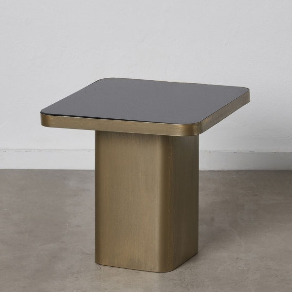 Table d'appoint 50,5 x 50,5 x 51 cm Verre Noir Or* Métal