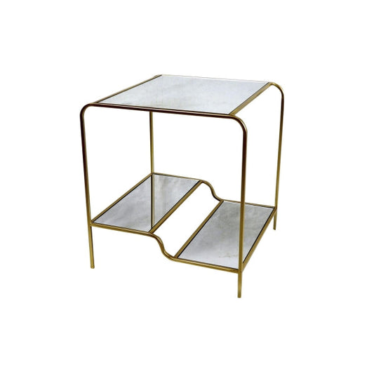 Mesa auxiliar DKD Home Decor Oro* Espejo de metal 50 x 50 x 55 cm