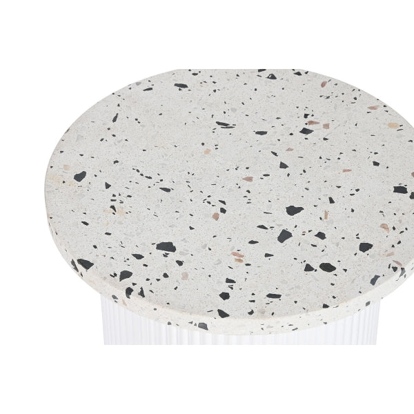 Mesa de apoio Home ESPRIT Branco Madeira MDF Terrazzo 40 x 40 x 37,5 cm