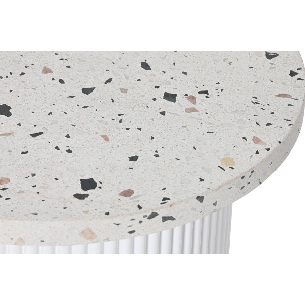 Mesa de apoio Home ESPRIT Branco Madeira MDF Terrazzo 40 x 40 x 37,5 cm