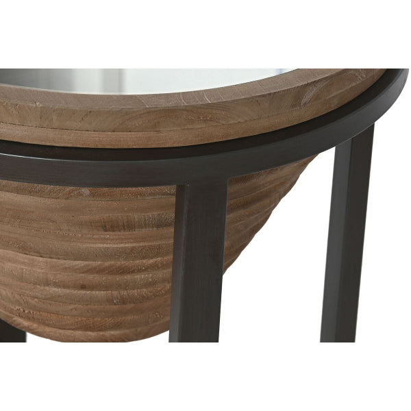 Mesa de apoio Home ESPRIT Abeto de vidro natural preto 46 x 46 x 55,5 cm