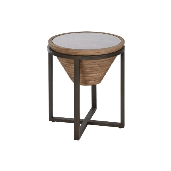 Side table Home ESPRIT Black Natural Glass Fir 46 x 46 x 55.5 cm