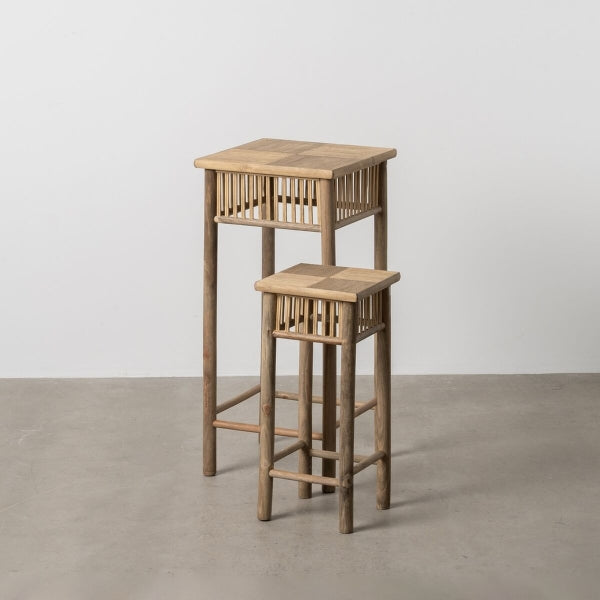 Side table Natural Bamboo 22.5 x 22.5 x 50 cm 32.5 x 32.5 x 70 cm 2 Pieces (2 Units)