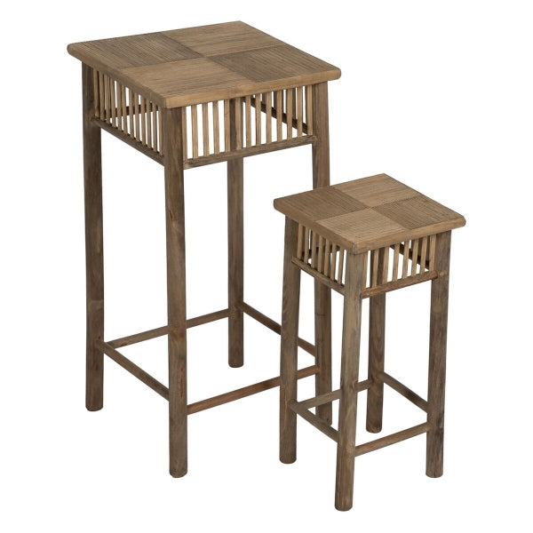 Side table Natural Bamboo 22.5 x 22.5 x 50 cm 32.5 x 32.5 x 70 cm 2 Pieces (2 Units)