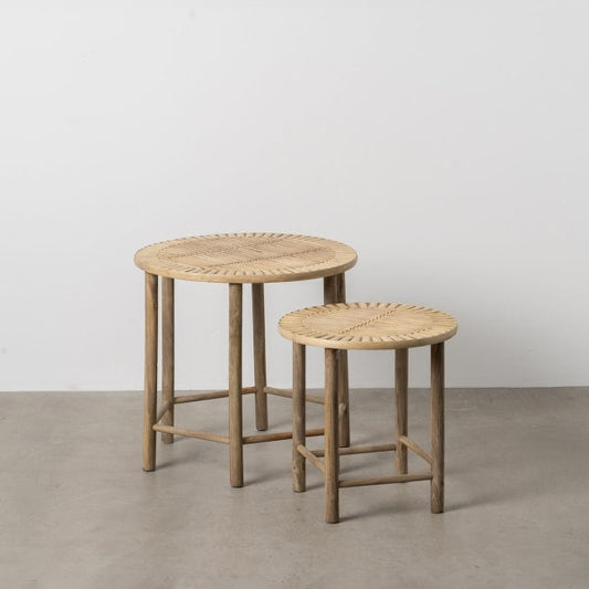 Table d'appoint Bambou naturel 50 x 50 x 48 cm 38.5 x 38.5 x 40 cm 2 Pièces (2 Unités)