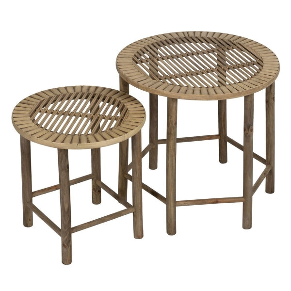 Table d'appoint Bambou naturel 50 x 50 x 48 cm 38.5 x 38.5 x 40 cm 2 Pièces (2 Unités)