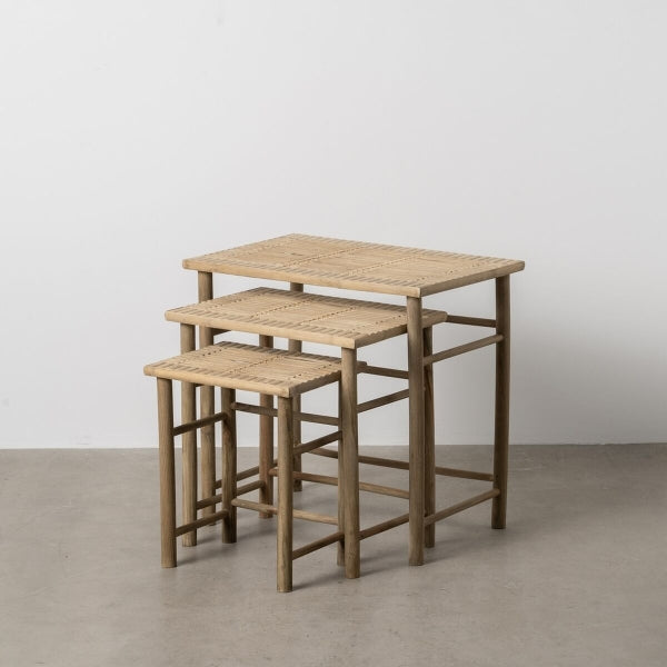 Table d'appoint Bambou naturel 57 x 38 x 55 cm 45 x 32 x 47 cm 34 x 26 x 40 cm 3 Pièces (3 Unités)