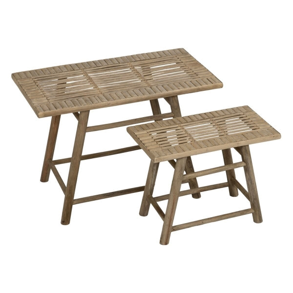 Table d'appoint Bambou naturel 60 x 32 x 41 cm 42 x 21,5 x 32 cm 2 Pièces (2 Unités)