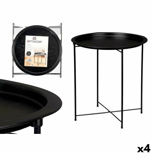 GiftDecor Folding Side Table WR4405 Black 46.8 x 50.2 x 46.8 cm (4 Units)