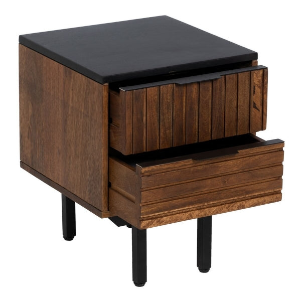 ABNER bedside table Brown Black Iron Mango wood 40 x 40 x 50 cm