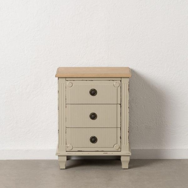 Bedside table Cream Natural Fir wood MDF wood 48 x 36 x 61 cm