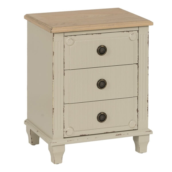 Bedside table Cream Natural Fir wood MDF wood 48 x 36 x 61 cm