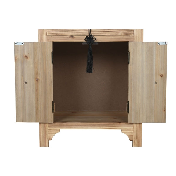 Mesilla de noche Home ESPRIT Negro Natural Madera de abeto MDF 45 x 34 x 66 cm