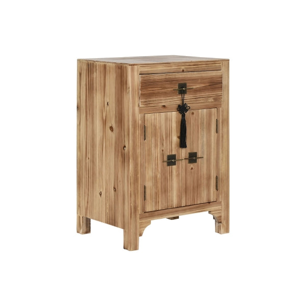 Mesilla de noche Home ESPRIT Negro Natural Madera de abeto MDF 45 x 34 x 66 cm