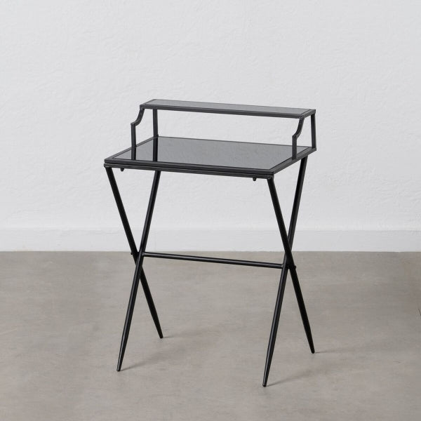 Nightstand Black Glass Iron 45 x 35 x 65 cm