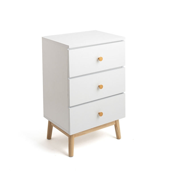 Vinthera Moa White Melamine pine wood bedside table 40 x 30 x 65 cm