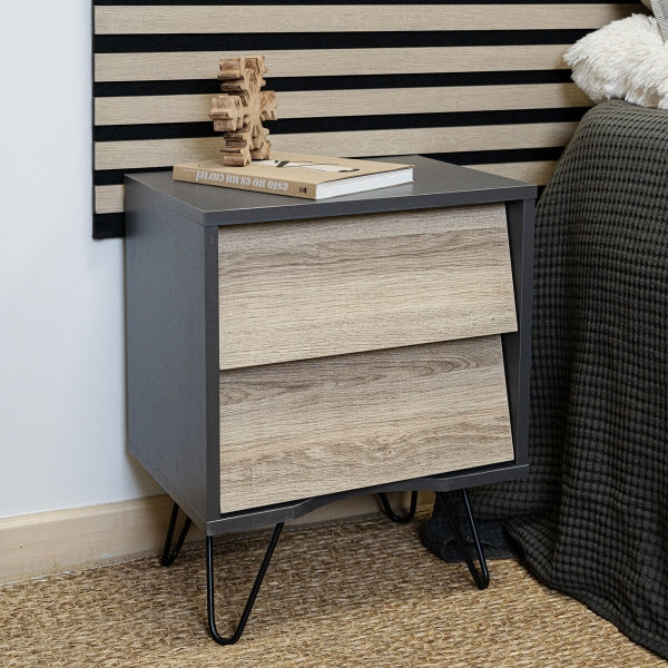 Vinthera Moa Nightstand Brown Gray 40 x 49.5 x 30 cm