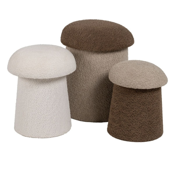 Pouffe Brown Beige Wood MDF 40 x 40 x 48 cm (2 Units)