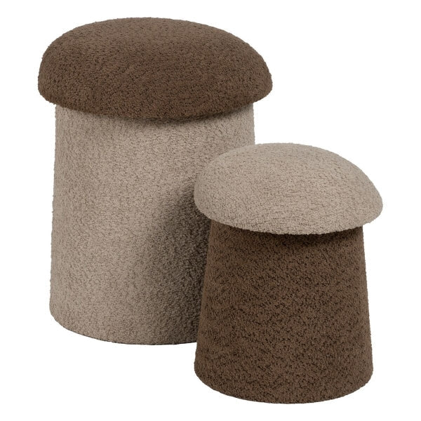 Pouffe Brown Beige Wood MDF 40 x 40 x 48 cm (2 Units)