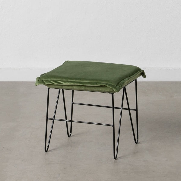 Metal Synthetic Woven Pouffe 40 x 40 x 35 cm Light green