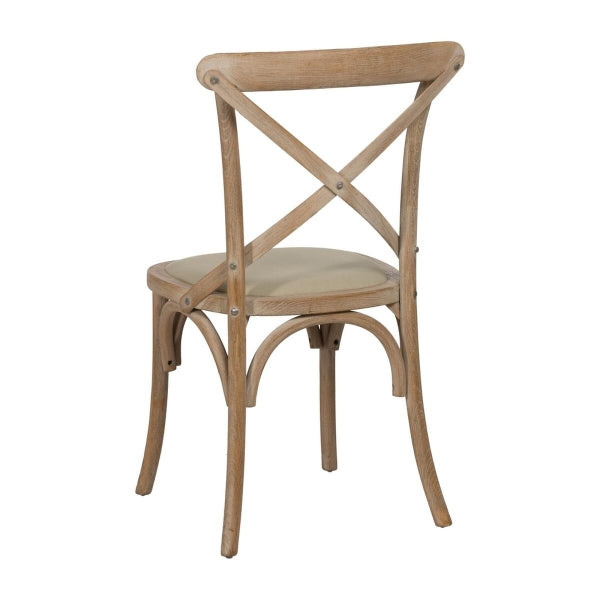 Living Room Chair Beige Natural Rubber Wood Cotton Polyester 44 x 42 x 88 cm