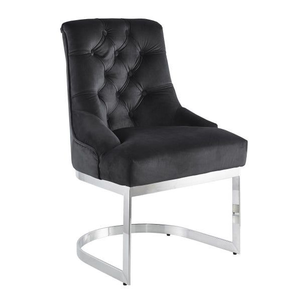 Chaise de salle à manger DKD Home Decor Noir Argent 60 x 58 x 93 cm