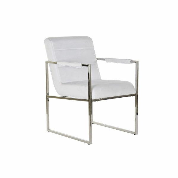 Chair DKD Home Decor Polyester Steel White (56 x 68 x 92 cm)