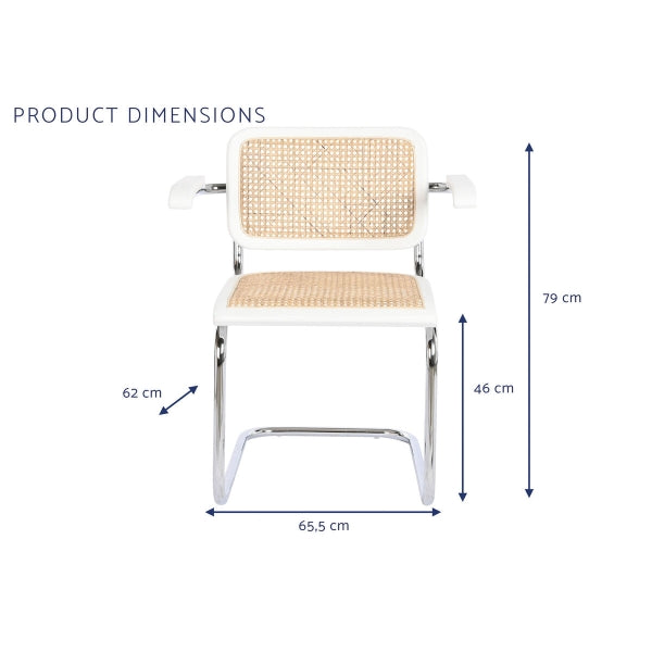 Chair without legs DKD Home Decor White Silver Natural 65.5 x 62 x 79 cm