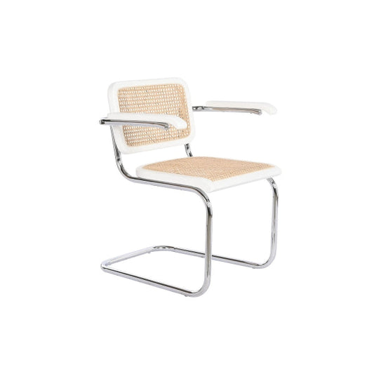 Chair without legs DKD Home Decor White Silver Natural 65.5 x 62 x 79 cm