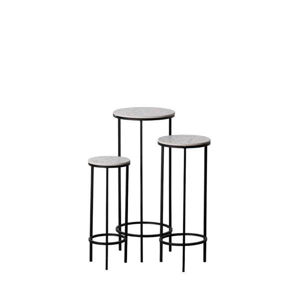 Set de 3 tables Noir Gris Fer 30 x 30 x 71 cm (3 Unités)