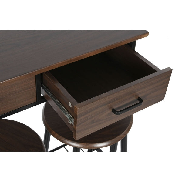 Juego de Mesa con 2 Sillas DKD Home Decor Marrón Negro Metal Madera MDF 80 x 50 x 84 cm