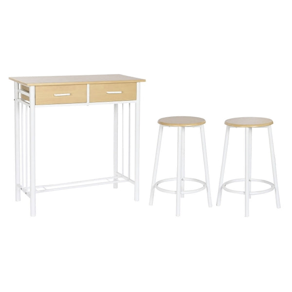 Juego de mesa con 2 sillas DKD Home Decor Metal Madera MDF 80 x 50 x 84 cm