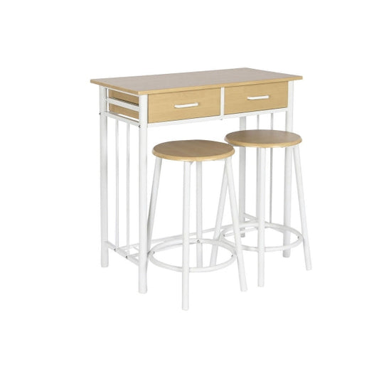 Juego de mesa con 2 sillas DKD Home Decor Metal Madera MDF 80 x 50 x 84 cm